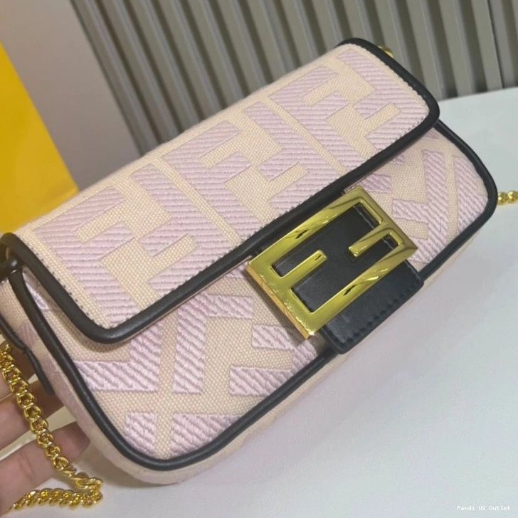Affordable HOT Baguette Cherry Canvas FF Motif Mini Fendi Bag In 0818